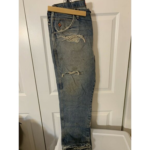 WRANGLER FR‎ Jeans Men’s Sz 38 x 32 Distressed Torn Frayed Flame Resistan… - Picture 9 of 12